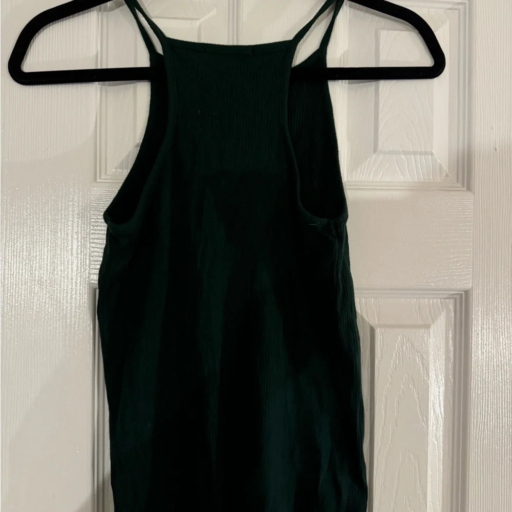 Forest Green Ribbed Tank Top - Picture 3 of 4